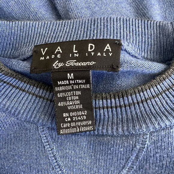 Valda By Toscano Italy Mens Viscose Crewneck Knit Sweater Medium Pullover Blue - Picture 6 of 10